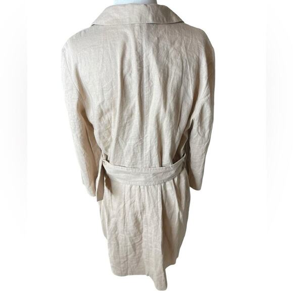 ASOS DESIGN linen mini tux dress with belt in stone sz 12 Large NWT - Picture 6 of 16